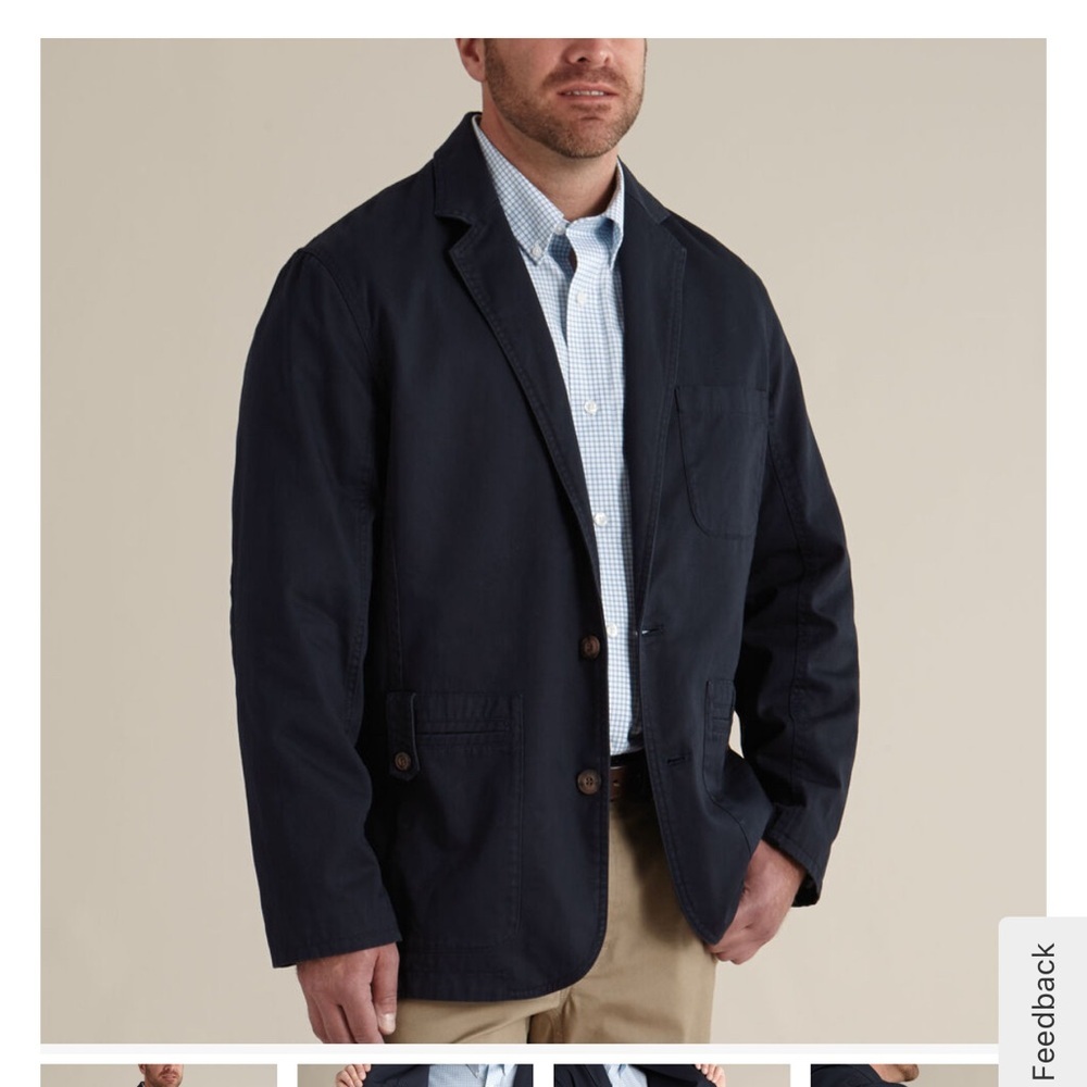 Duluth Trading Cotton Twill Presentation Jacket Navy Sz Medium 2 button